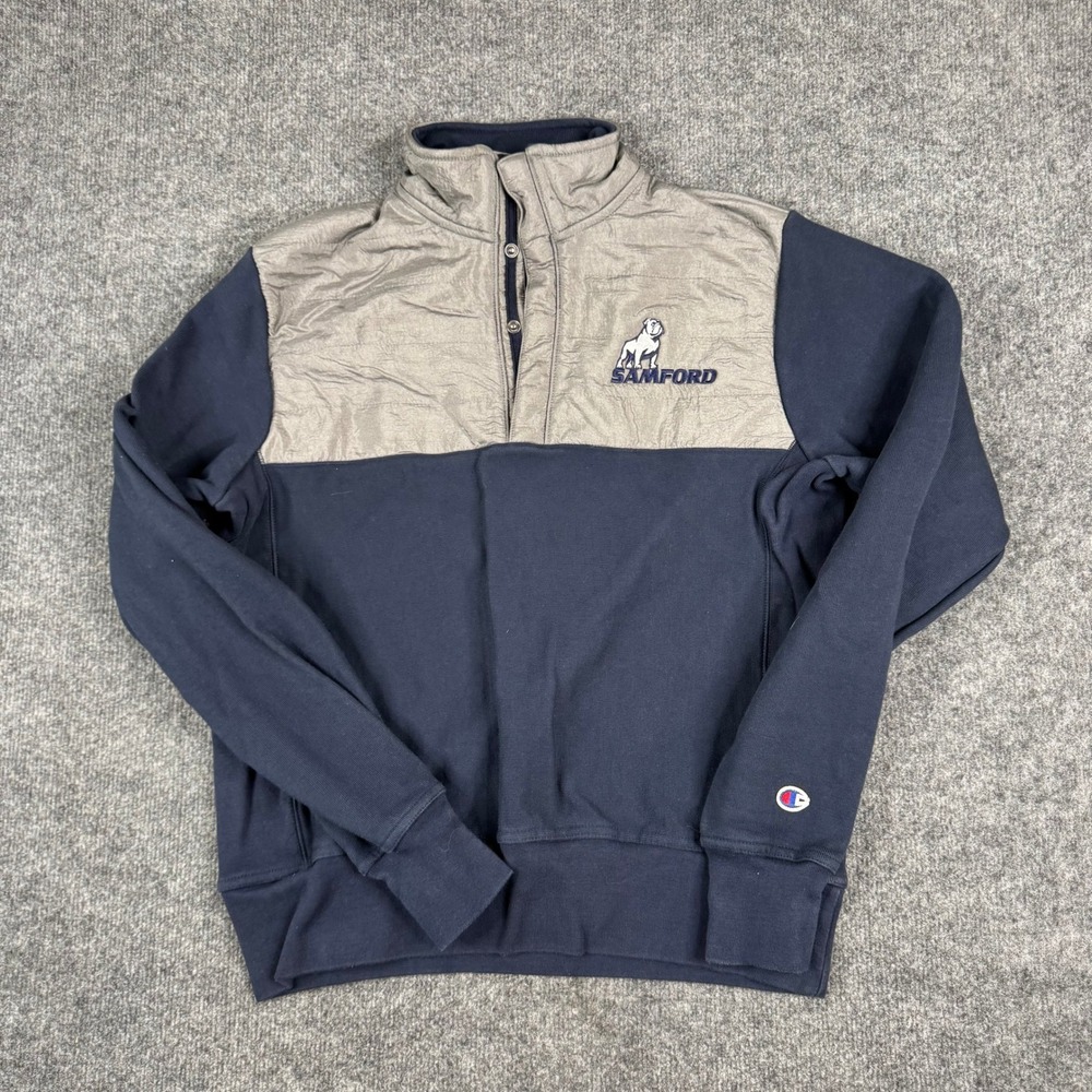 Champion Sweatshirt Mens Size Medium Blue Samford Reverse Weave Snap Pullover